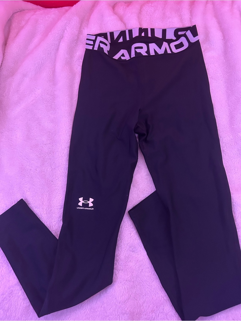 Under Armour Black Girls' Logo Waistband Performance Leggings